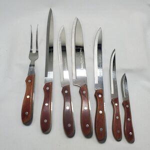 Vintage Emperor Steel Knife Set Lot 7‎ Made Japan Household Stainless MCM Knives